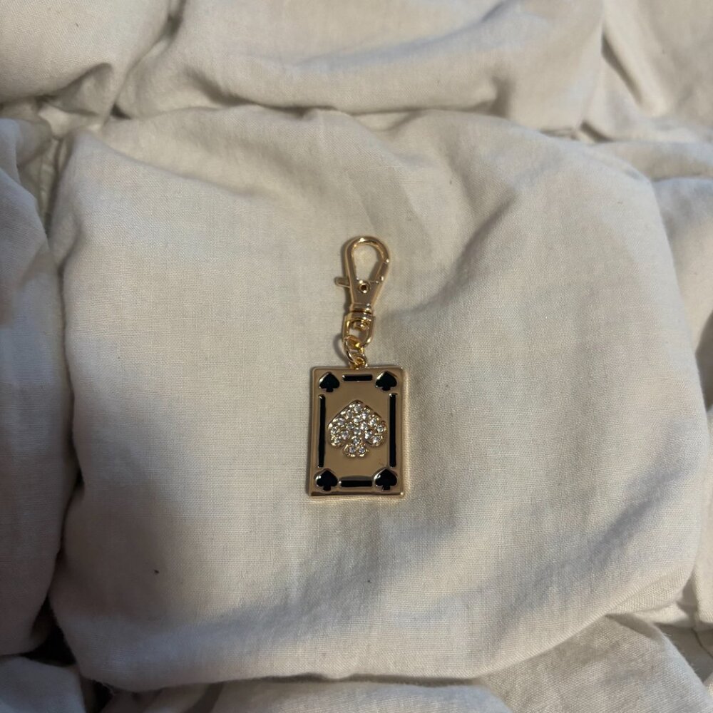 ✨ KATE SPADE New York "Ace of Spades" Bag Charm | Gold & Black Novelty Fob